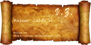 Vainer Zalán névjegykártya